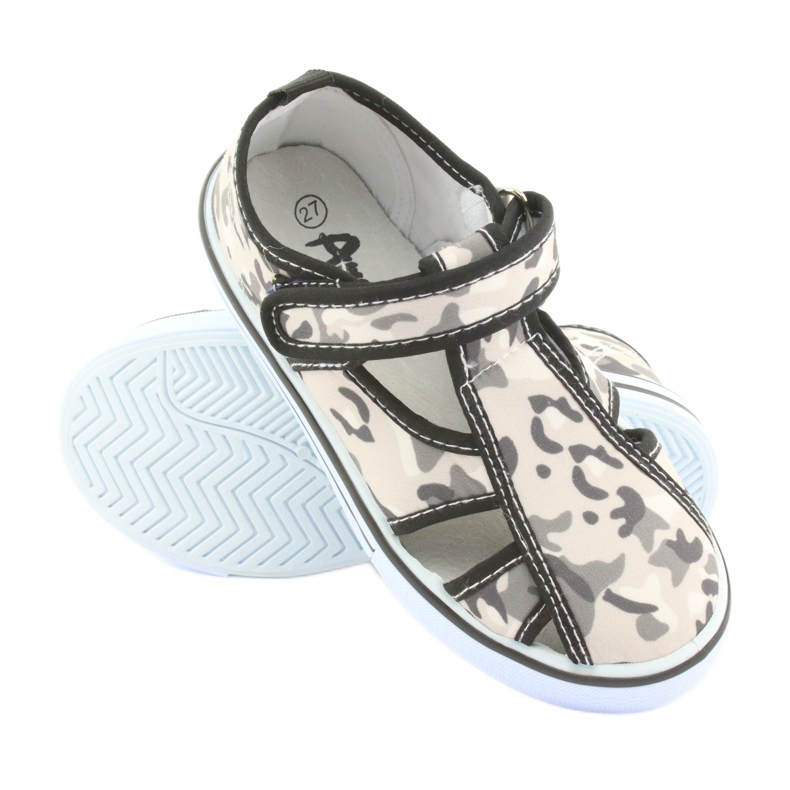 Chaussures pour enfants American Club avec semelle intérieure en cuir Velcro blanc brun noir gris 3