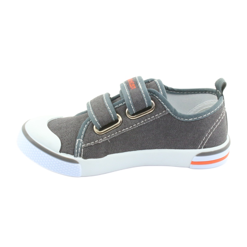 Baskets à scratch American Club en jean gris blanc orange 2