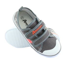Baskets à scratch American Club en jean gris blanc orange 3