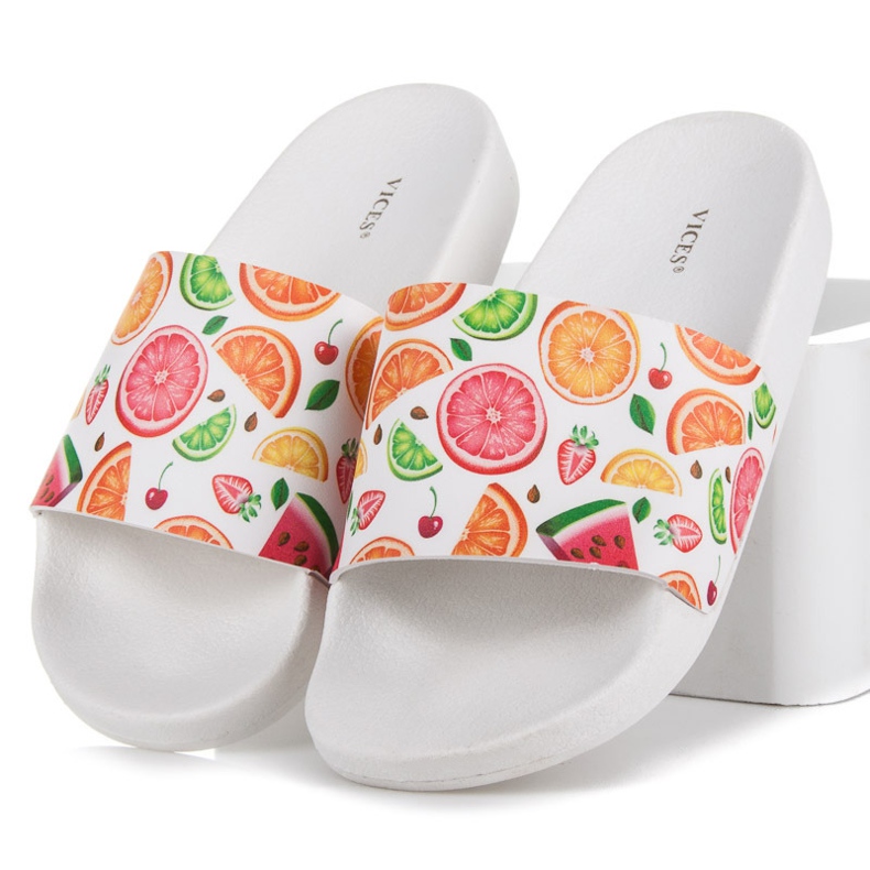 Vices Pantoufles aux fruits blanc 1