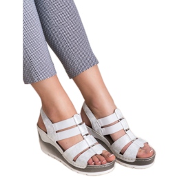 Goodin Sandales compensées confortables blanc gris 2