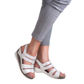 Goodin Sandales compensées confortables blanche gris 1