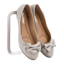 Comer Ballerines Laquées Avec Noeud gris 1