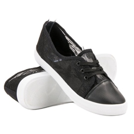 Mckeylor Baskets basses en dentelle noir 1