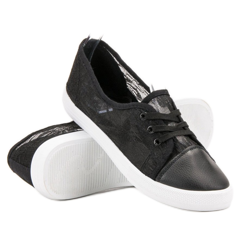 Mckeylor Baskets basses en dentelle noir 1