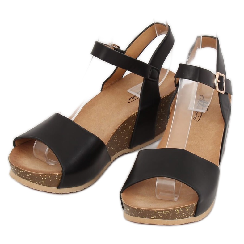 Sandales noires à talon compensé 1052 Noir le noir 2