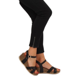 Sandales noires à talon compensé 1058 Noir 1