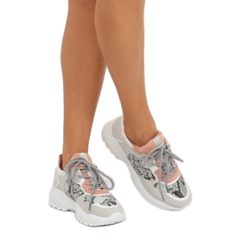 Chaussures de sport grises BL170P Snake Skin rose 2