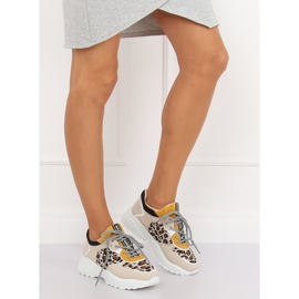 BL170P Chaussures de sport beiges imprimé léopard brun jaune 1