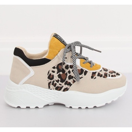 BL170P Chaussures de sport beiges imprimé léopard brun jaune 4