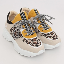 BL170P Chaussures de sport beiges imprimé léopard brun jaune 5