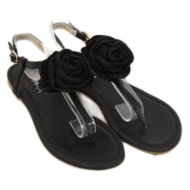 Sandales noires avec une fleur T314P Noir le noir 3