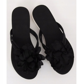Tongs noires avec une fleur CK103 Noir le noir 1