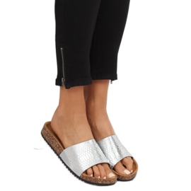 Pantoufles argentées pour femmes argentées PK44491 Argent gris 1