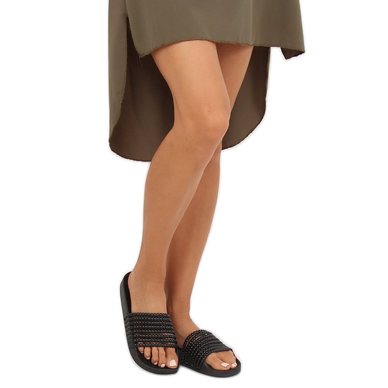 Noir G301 Chaussons noirs avec perles le noir 2