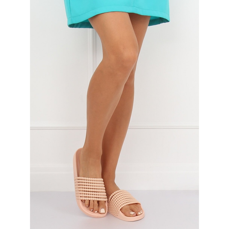 Rose G301 Chaussons roses avec perles 2