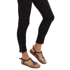 Sandales noires pour femmes TS-7 Noir le noir gris 2