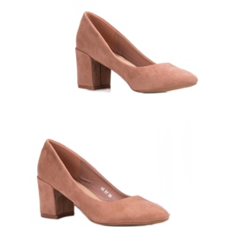 Small Swan Escarpins en daim rose 1