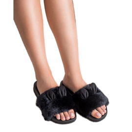 Vinceza Chaussons Noirs Avec Fourrure le noir 2