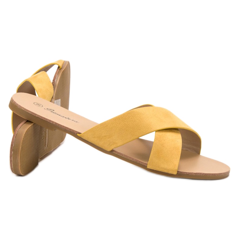 Primavera Pantoufles plates confortables jaune 2