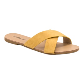 Primavera Pantoufles plates confortables jaune 1