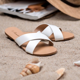 Primavera Pantoufles plates confortables blanche 2