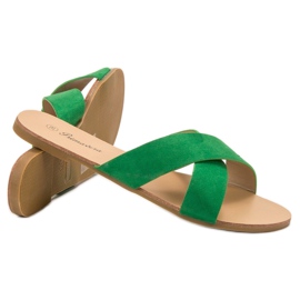 Primavera Pantoufles plates confortables vert 1