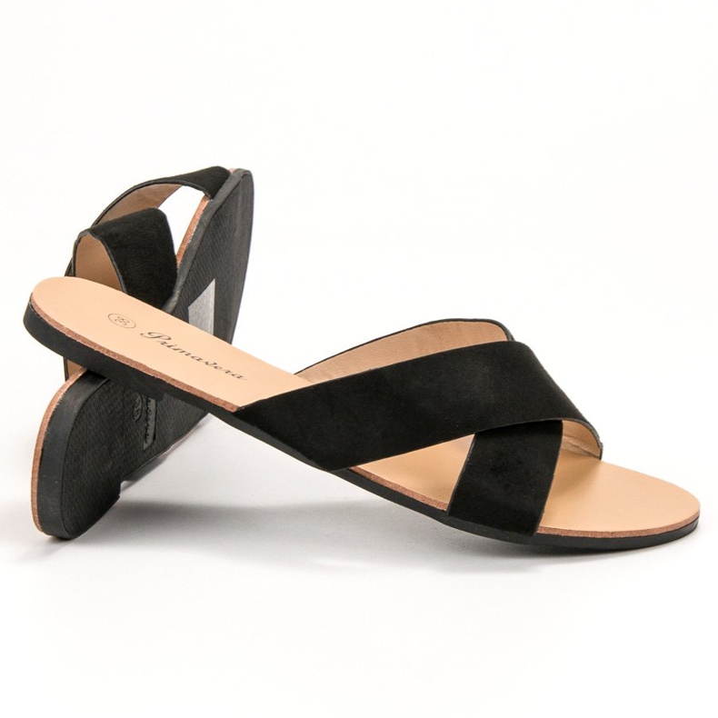 Primavera Pantoufles plates confortables noir 1