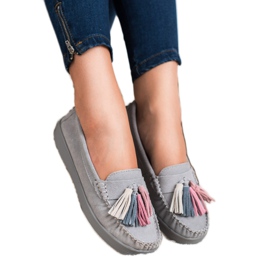 Filippo Mocassins En Cuir À Franges gris 1 Filippo Mocassins En Cuir À Franges gris 1