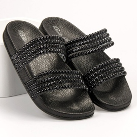 Bello Star Pantoufles Avec Des Perles le noir 2