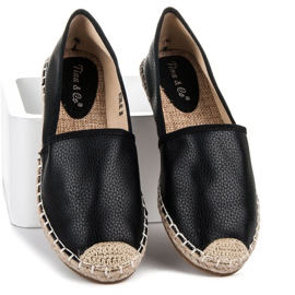 Tina&Co Espadrilles à enfiler avec cuir écologique le noir 1 Tina&Co Espadrilles à enfiler avec cuir écologique le noir 1