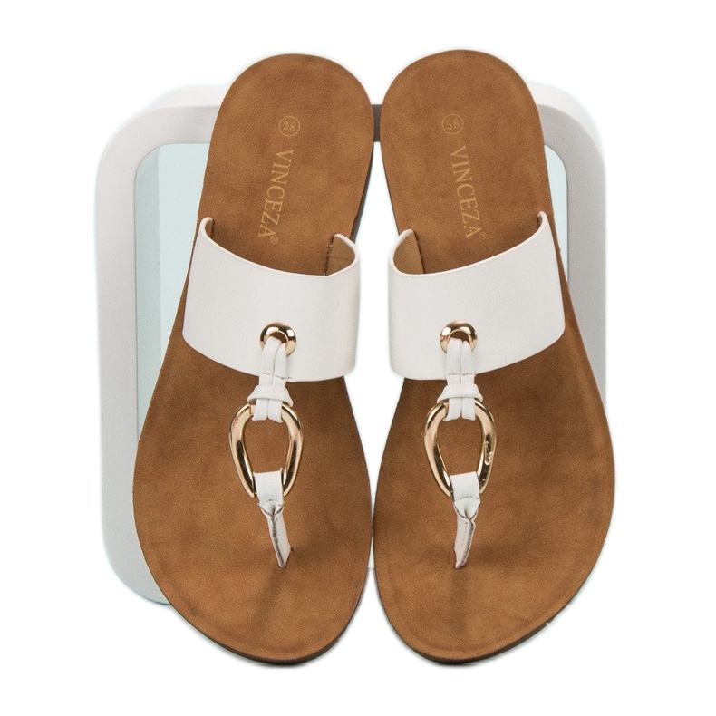 Tongs élégantes VINCEZA blanc 2