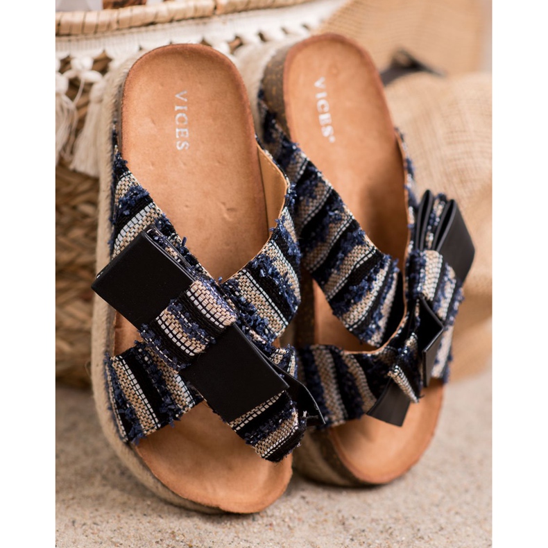 Vices Pantoufles Textiles Sur La Plateforme le noir 2