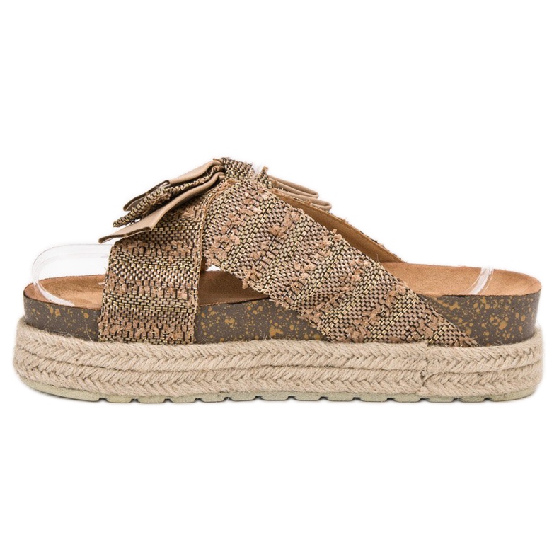 Vices Pantoufles Textiles Sur La Plateforme brun 1