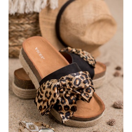 Vices Pantoufles à la mode à imprimé animal noir 2