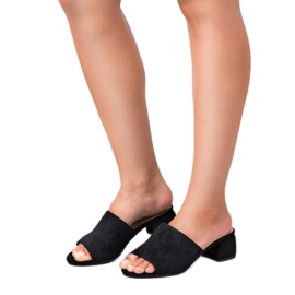 Pantoufles En Daim Sur Le Poteau VINCEZA noir 1