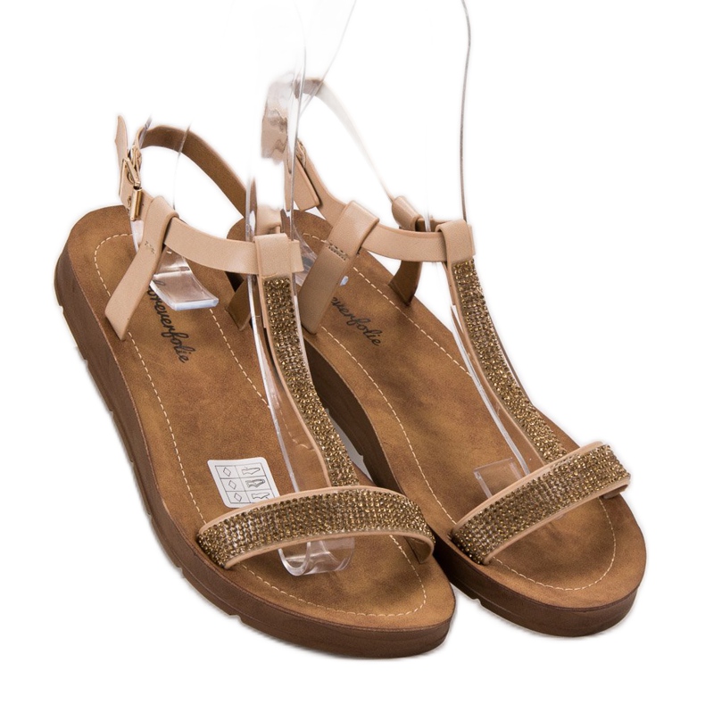 Forever Folie Sandales Avec Cubic Zirconia brun 1