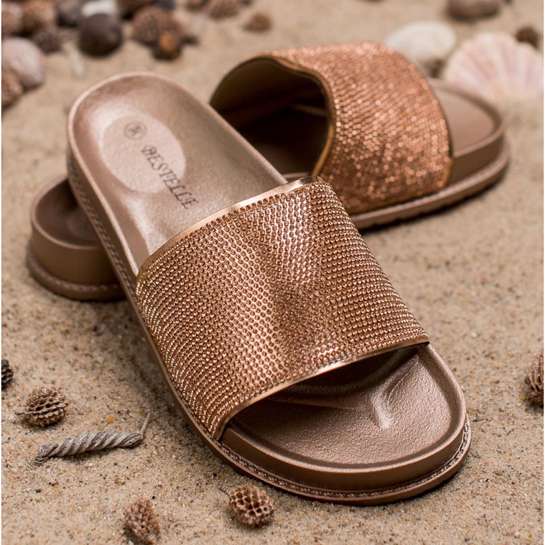 Bestelle Pantoufles En Caoutchouc Avec Cubic Zirconia jaune 2