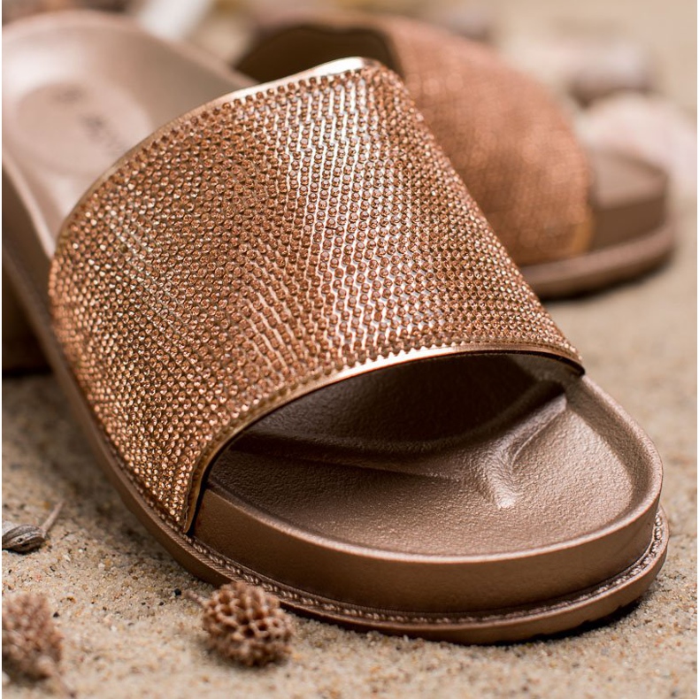 Bestelle Pantoufles En Caoutchouc Avec Cubic Zirconia jaune 1