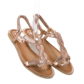 SHELOVET Sandales décorées avec un élastique rose 2