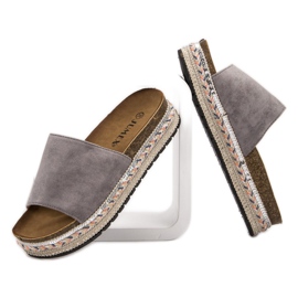 Jumex Pantoufles décorées sur la plate-forme gris 1