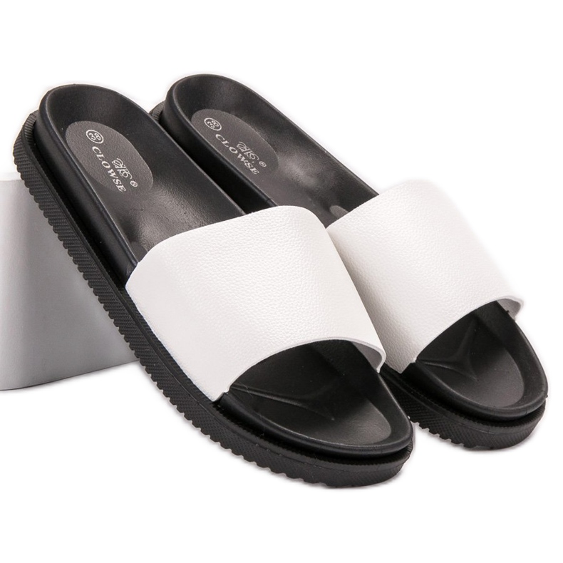 Clowse Pantoufles blanches pour femmes 1 Clowse Pantoufles blanches pour femmes 1