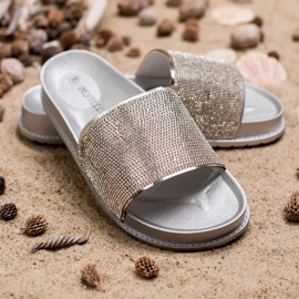 Bestelle Pantoufles En Caoutchouc Avec Cubic Zirconia gris 3
