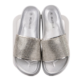 Bestelle Pantoufles En Caoutchouc Avec Cubic Zirconia gris 1