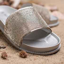 Bestelle Pantoufles En Caoutchouc Avec Cubic Zirconia gris 4