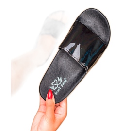 Small Swan Pantoufles noires à la mode 2