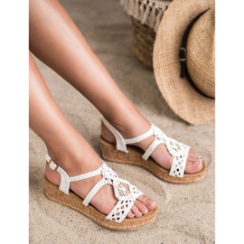 SHELOVET sandales tressées bohème blanc 2