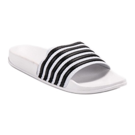 SHELOVET Pantoufles Sportives Rayées blanche 1