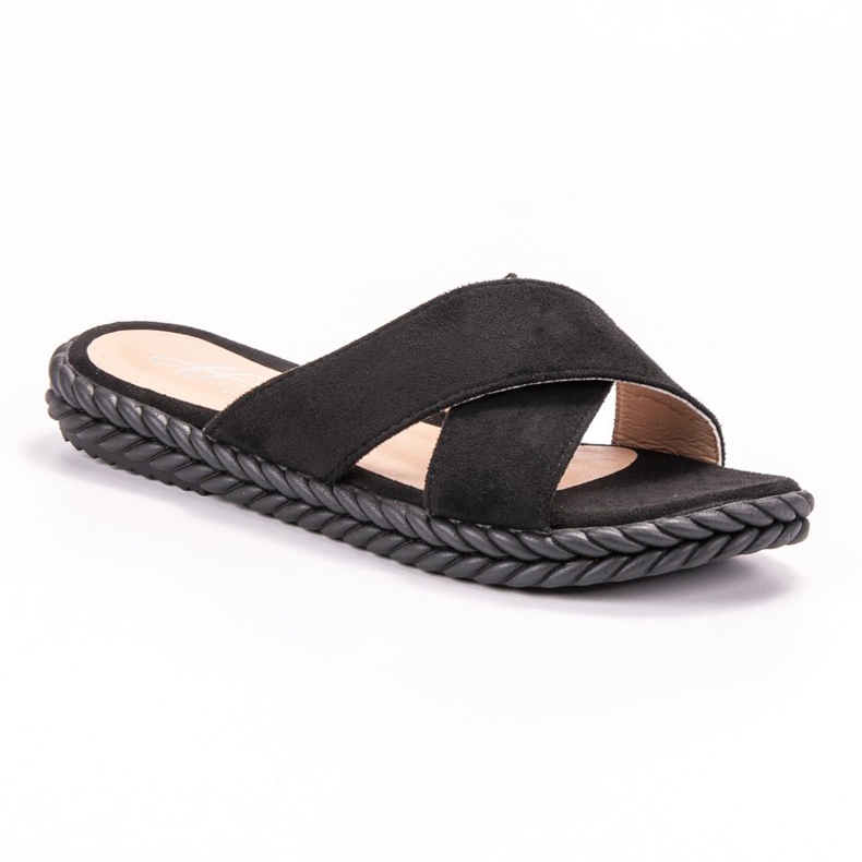 SHELOVET Pantoufles de Suèdes le noir 1