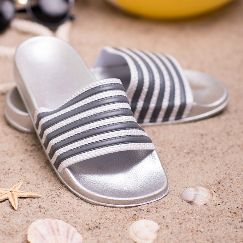 SHELOVET Pantoufles Sportives Rayées gris 2